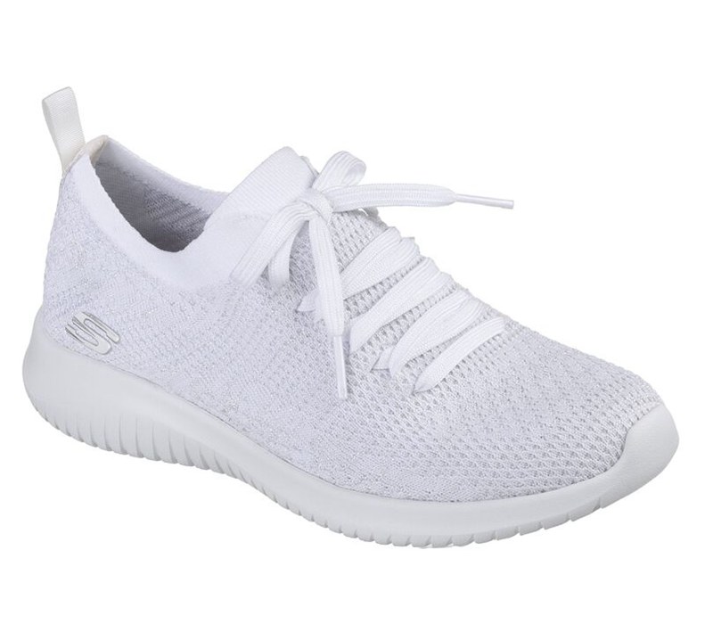 Skechers Ultra Flex - Womens Slip On Shoes White/Silver [AU-LB9900]